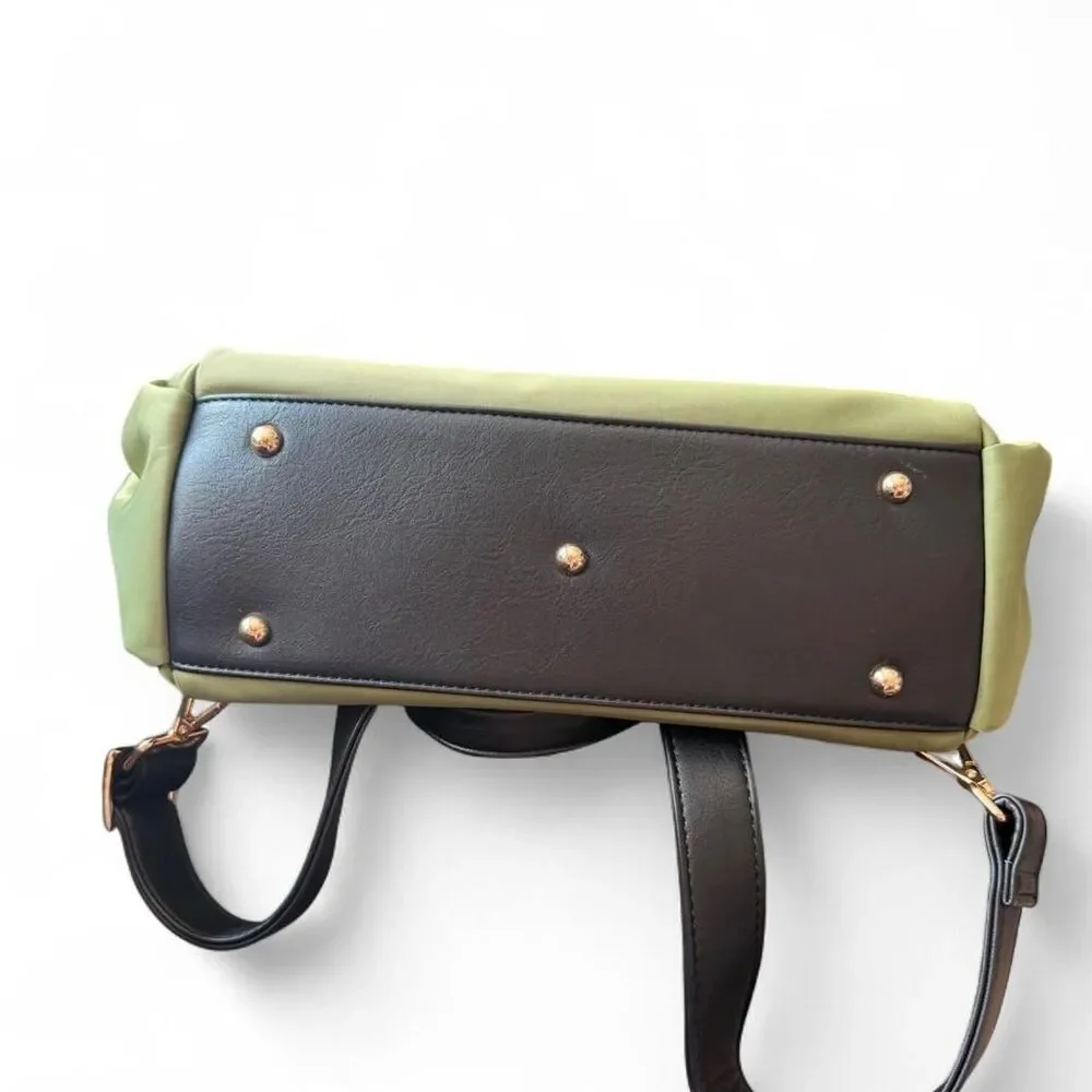 White Elm Gemini Mini Convertible Backpack Tote Olive Green Black 3 Way Bag